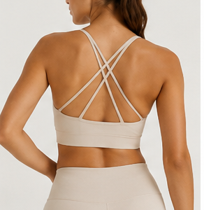 Top deportivo beige espalda cruzada